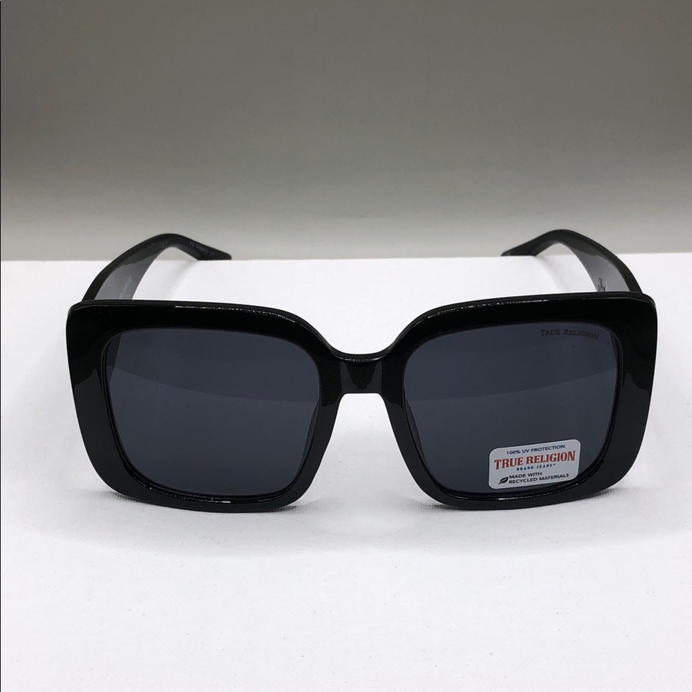 True Religion Oversized Square Black Sunglasses Statement Style TR56404
